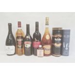 Selection of wines, spirits and liqueurs including Otard VS Cognac, Glenfiddich single malt,