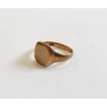 9ct gold signet ring, finger size P 1/2, approx 3.5g