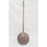 Copper warming pan with turned wood handle