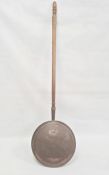 Copper warming pan with turned wood handle