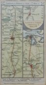 Coloured map of London to Gosport from Patersons Itinerary, another Christchurch to Winchester,