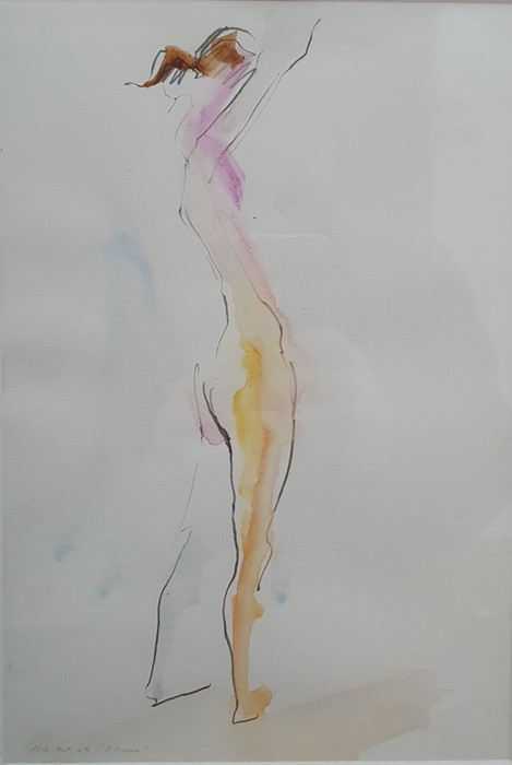 Richard O’Connell British 21st century Pencil and coloured wash "Elaine", titled and dated in