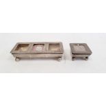 Silver stamp box, Birmingham 1910 of rectangular form, the hinged cover with three apertures and