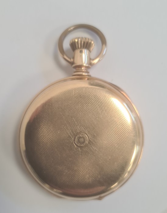 14k Gold-coloured full hunter pocket watch, the enamel dial inscribed 'Elgin National Watch - Image 4 of 5