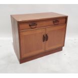 Low G-Plan teak unit, the rectangular top above single drawer, pair of cupboard doors, on plinth