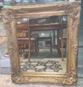 20th century rectangular mirror in moulded gold-coloured frame, 79cm x 68cm