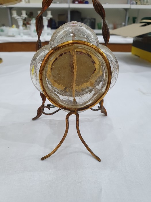 Probably French, gilt metal and painted glass lobed barrel shaped display stand, possibly for a - Image 16 of 23