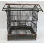 Painted wood and metal birdcage, 56cm high