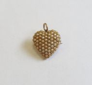 Late 19th/early 20th century gold and seed pearl heart-shaped brooch/pendant, with fleur-de-lis