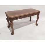 20th century coffee table in the Italian taste, the rectangular top with canted corners and