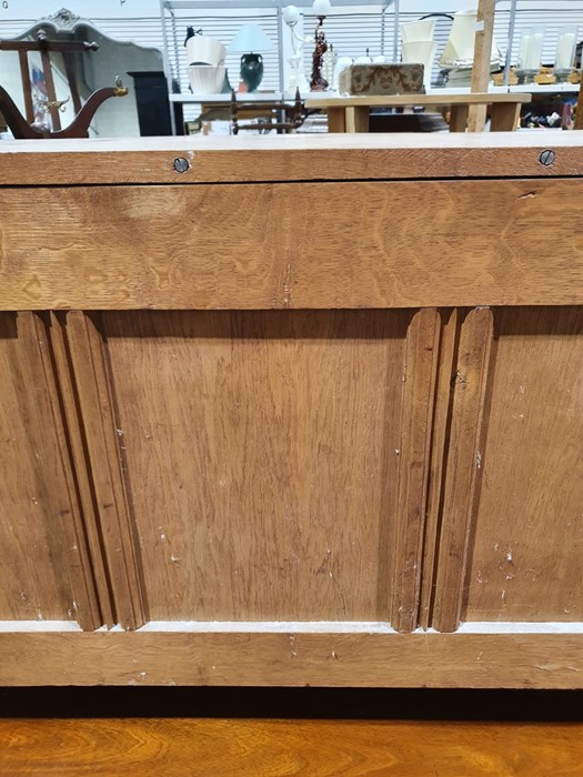 20th century oak coffer, rectangular top with moulded edge, three panels to the front, shaped - Image 22 of 24