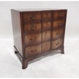 20th century serpentine-fronted chest of four long drawers, on splayed bracket feet, 75cm x 77.5cm