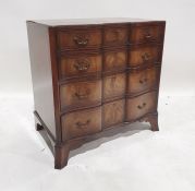 20th century serpentine-fronted chest of four long drawers, on splayed bracket feet, 75cm x 77.5cm