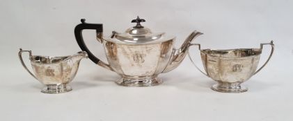 Silver three-piece tea set by Frank Cobb & Co Ltd, Sheffield 1939, comprising teapot, two-handled