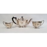 Silver three-piece tea set by Frank Cobb & Co Ltd, Sheffield 1939, comprising teapot, two-handled