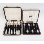 Cased set of six George III silver teaspoons, initialled to handle 'WMR', Dublin 1817, maker's