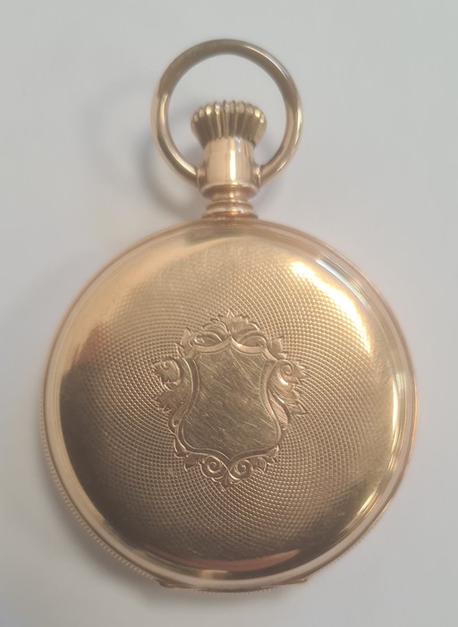 14k Gold-coloured full hunter pocket watch, the enamel dial inscribed 'Elgin National Watch - Image 2 of 5