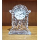 Waterford cut glass timepiece/clock, acid etched mark to base, height approx. 19cm,