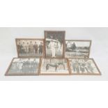 Set of six early 20th century black and white photographs, variously hunting, race meetings, cricket