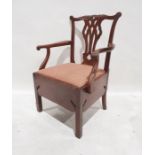 19th century mahogany commode chair with carved and pierced backsplat