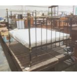 Brass and black painted metal tubular double bed frame, 54" wide Condition ReportSome surface
