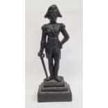 Cast iron model of a military figure on stepped base, 41cm high