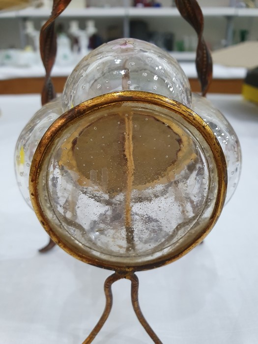 Probably French, gilt metal and painted glass lobed barrel shaped display stand, possibly for a - Image 14 of 23