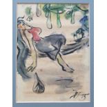 20th century - Unknown artist Pen and coloured wash sketches Figures, all signed and dated H '95, 19