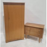 Mid century oak bedroom suite consisting of single door wardrobe and two-drawer chest by Lebus