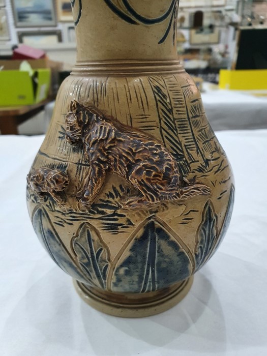Hannah Barlow Doulton Lambeth salt glazed stoneware jug with silver hinged lid, sgraffito engraved - Image 13 of 13
