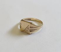 9ct gold signet ring, finger size V 1/2, approx 4.2g