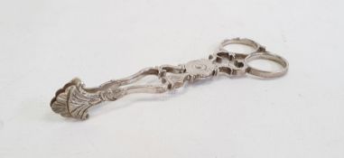 Pair of 19th century silver scissor tongs, makers mark 'IG', 12cm, 1ozt