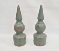 Pair painted metal spires, probably from gate posts, 47cm high and one similar (3)