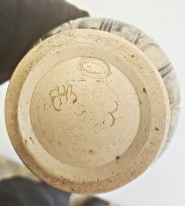 Hannah Barlow Doulton Lambeth salt glazed stoneware jug with silver hinged lid, sgraffito engraved - Image 6 of 13