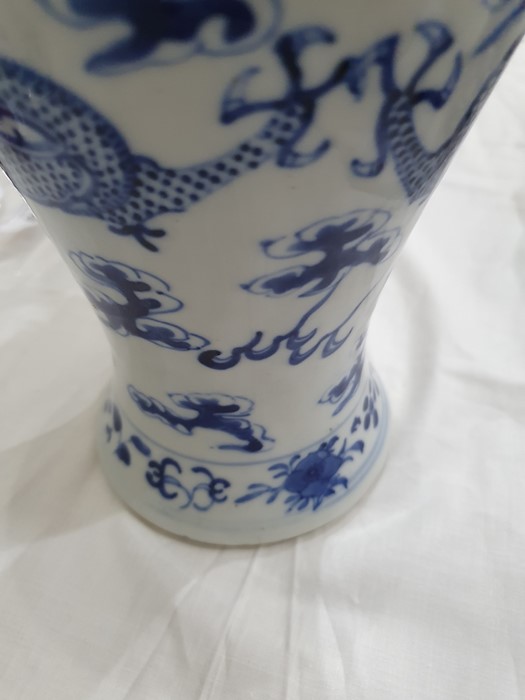 Pair Chinese porcelain vases, each inverse baluster shaped and painted with pair ferocious dragons - Image 25 of 29