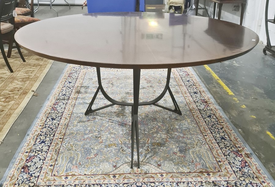 20th century Bill Schofield for Baker metal and mahogany circular dining table (ex-Christies lot 942