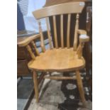 Modern beech slatback carver chair