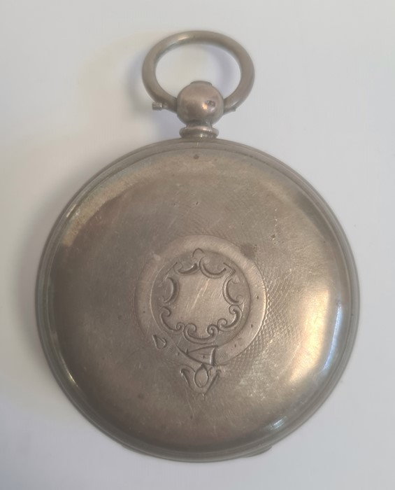 Silver open-faced pocket watch, the silver dial with Roman numerals and subsidiary seconds dial - Image 2 of 5