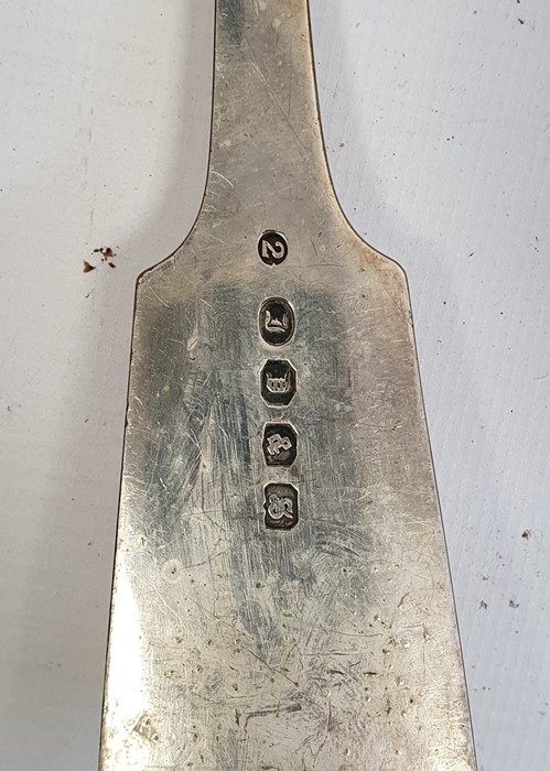 Pair of silver sugar tongs, various other silver teaspoons, a continental 800 standard ladle and - Image 3 of 4