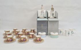 Set of 12 Aynsley fruit painted coffee cans and saucers signed N Brunt, three Royal Worcester