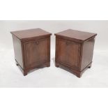 Pair 19th century low mahogany cabinets with fall front cupboard doors on bracket feet, each 38 x 45