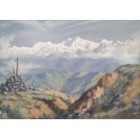 Jimmy Hulbert Oil on canvas board Mountainous view, signed with monogram lower left, 37cm x 52cm