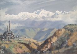 Jimmy Hulbert Oil on canvas board Mountainous view, signed with monogram lower left, 37cm x 52cm