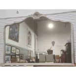 Large mirror with shaped plate in grey painted moulded frame, 238cm x 177cm approx