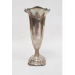 1920's silver-mounted trumpet-shaped vase with flared rim, quatrefoil-shaped base, Chester 1921,