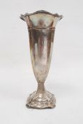1920's silver-mounted trumpet-shaped vase with flared rim, quatrefoil-shaped base, Chester 1921,