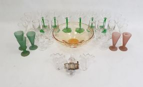 Whitefriars amber-coloured glass bowl, a set of six Luminarc wine glasses and various further