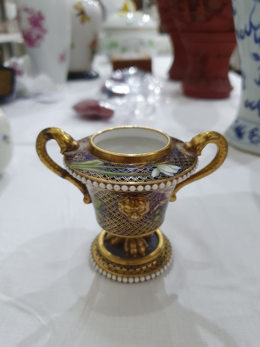 19th century Spode porcelain miniature Campana vase decorated with pattern no. 1166, 7.5cm high, - Image 13 of 29