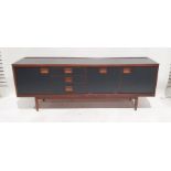 20th century William Lawrence of Nottingham painted teak sideboard, on cylindrical legs, 198cm x