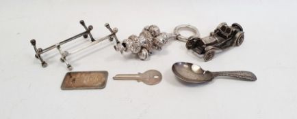 Victorian silver rattle, Birmingham 1893, with floral scrolling decoration with integral whistle and